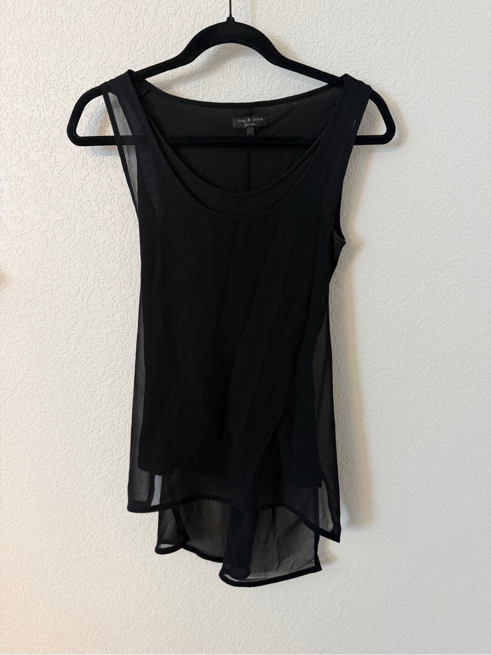 Rag and Bone Black Layered Sheer Tank Top